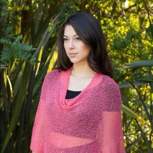 Coral Pink Summer Poncho, Knit Versatile Poncho, Women Poncho, Infinity Shawl, Boho Beach Poncho Formal Evening Dress Cover up 50+ colors #8