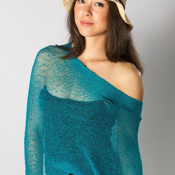 Peacock Knit Poncho, Lightweight Sheer Poncho, Formal Wedding Evening Poncho, Summer Resort Wear Beach Cover Up, Avail in 50+ colors, #40