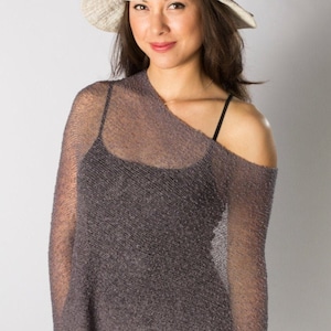 Purple Gray Women Poncho, Summer Poncho, Infinity Poncho, Boho Beach Poncho, Resort Wear, Knit Poncho, 50+ Colors Avail, # 124