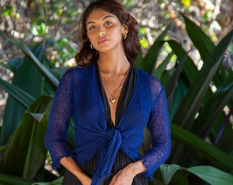 Beste cadeau voor moeder en nieuwe moeders, marineblauw doorzichtig gebreid vest, cadeau voor haar, cadeau-ideeën voor moeder, bruiloftbolero, verkrijgbaar in 20 kleuren!