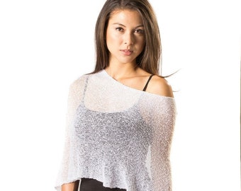 Poncho châle de mariage, châle transparent pour mariée, couvre-bras pour pull, poncho bohème en dentelle délicate, tenue de villégiature de plage, plus de 50 couleurs