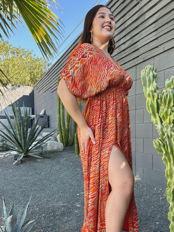 Teal Rainbow Kaftan Slit Dress, Sexy Double Slit Long Dress, Formal Wear,  Long Bohemian Beach Dress, Evening Wear, Fits XS-L - Etsy