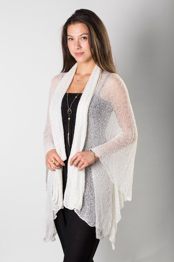 Off White Oversized Knit Cardigan Boho Summer Cardigan Boho - Etsy