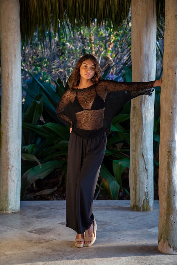 トップス andmary Sheer loose knit tops AM1760 ANDMARY】Sheer loose knit tops