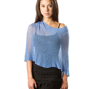 SKY BLUE Boho Beach Poncho, Infinity Poncho, Women Poncho, Knit Poncho, Sheer Summer Poncho, Beach Cover Up, 50+ ColorS #33