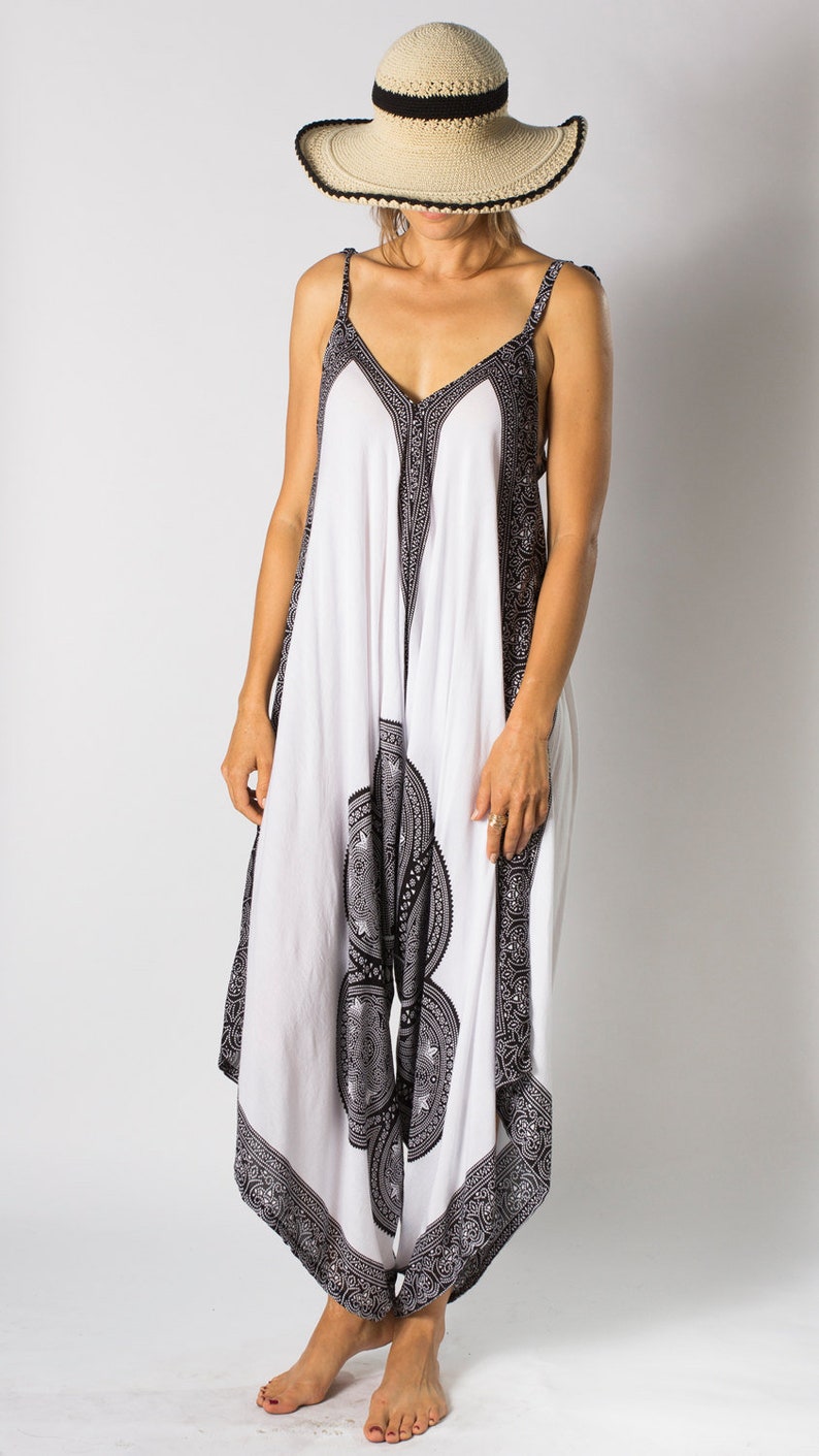 Harem Jumpsuit Beach Cover Up Jumpsuit Women Bohemian Etsy España