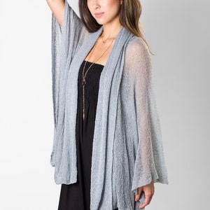 Grey Boho Summer Kimono, Boho Summer Cardigan, Oversized Knit Cardigan,Plus Size Kimono Cardigan, Summer Sweater Wrap,,44 colors avail!