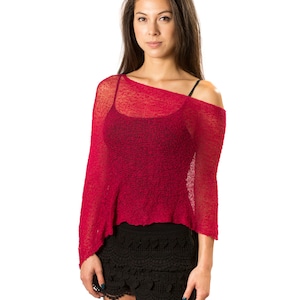 Red Poncho, Dress Cover, Knit  Shawl, Poncho, Womens Poncho, Infinity Poncho, Boho Beach Poncho, Resort Wear, 50+ Colors Avail #42