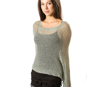 Sage Green Boho Summer Knit Poncho, Versatile Infinity Womens Poncho, Wedding Poncho, Resort Wear, Sheer Summer Poncho 50+ Colors Avail #109