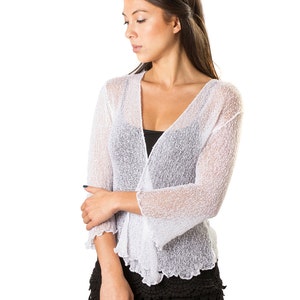 Sheer Shrug 3/4 or Long Sleeve Knit Cardigan, Sheer Bolero, Wedding Bolero, White Summer Cardigan, Avail in 20 Colors image 2