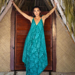 Bali Batik Harem Jumpsuit Convertible Maxi Dress, Beach Cover Up, Summer Resort Dress Women&#39;s Bohemian Lounge Wear, Maternity Jumpsuit XS-XL