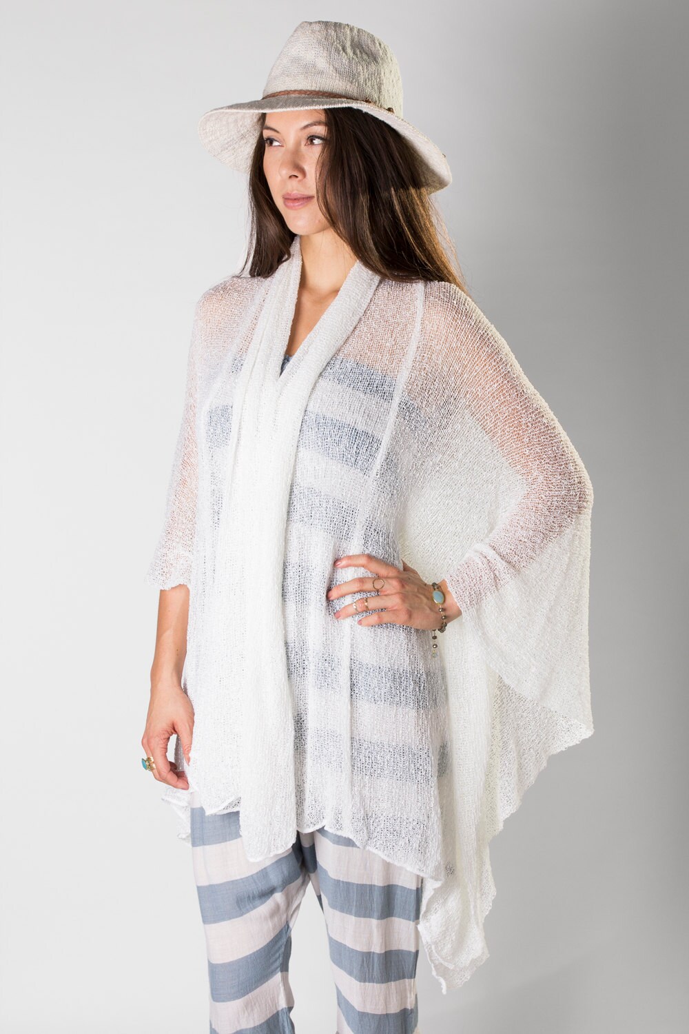 white summer cardigan plus size