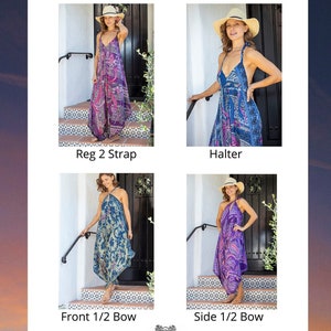 Royal Blue Mint Palm Batik Summer Dress Cover Up, Boho Maxi Resort Wear, Convertible Harem Jumpsuit, Women's Bohemian Beach Wear, image 10