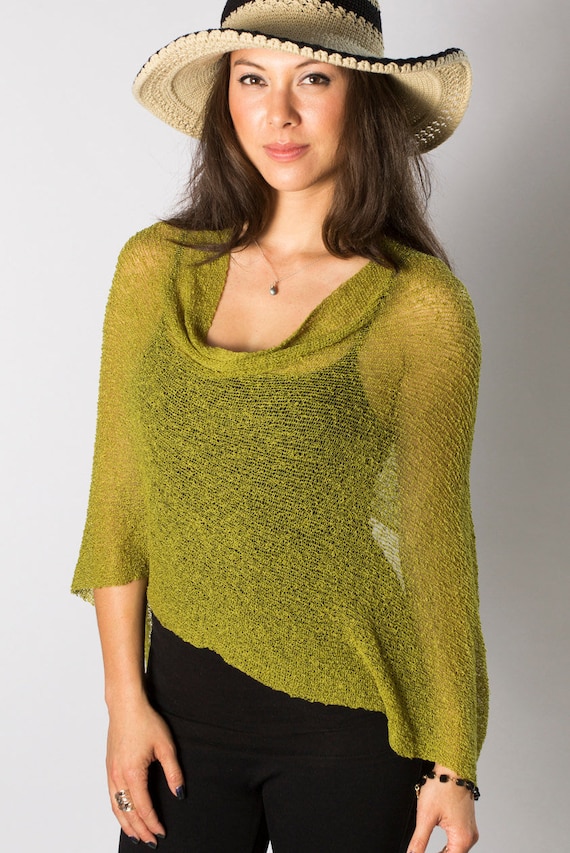 Moss Green Versatile Knit Poncho, Boho Beach Poncho, Women Poncho Wrap, Resort Wear Cover, Formal Cover Up, 50+ Colors #17