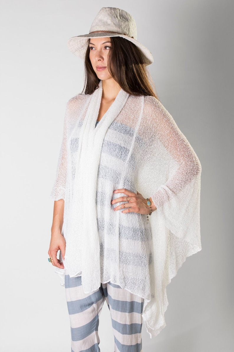 Weiße Kimono Stil Jacke geschichtet und lange weiße Hochzeit | Etsy