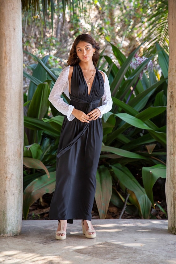 【当店限定販売】 Sheer Knit Bolero Shrug, Black/white Long Sleeve Delicate トップス