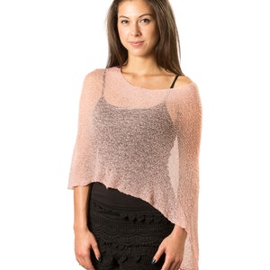 Salmon Boho Beach Poncho, Infinity Poncho, Women Poncho, Knit Poncho, Wedding Resort Wear Poncho, Beach Cover Up, 50+ ColorS #51