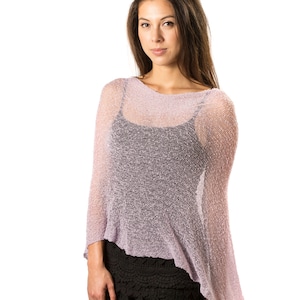 Light Violet Summer Poncho, Knit Poncho, Women Poncho, Infinity Poncho, Boho Beach Poncho, Sheer Summer Poncho, 50+ Colors Avail, #44