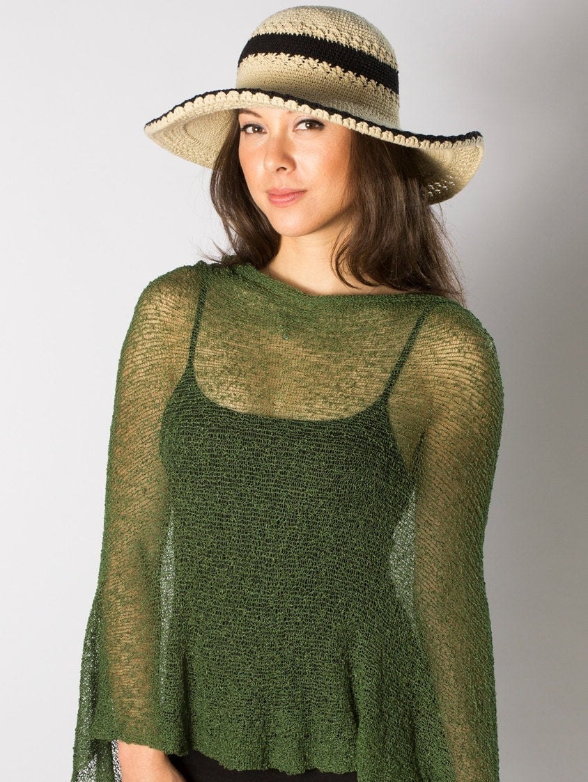 Forest Green Poncho, Infinity Poncho, Knit Poncho, Boho Beach Poncho, Women Poncho,  Summer Poncho, Beach Cover Up, 50+ ColorS #61