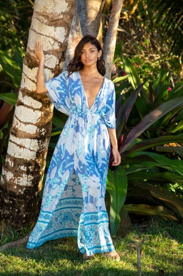 blue and white beach dress Blue Floral Bustier Babydoll Dress | Cami Dress main image 1
