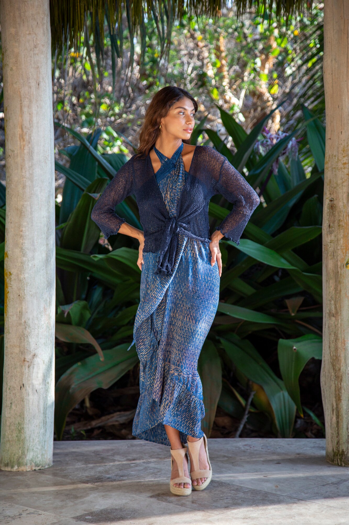 Cardigan Boléro Long Femme Mousseline Été - Gilet Chic Manches 3/4 Élégant Cover Up Mariage Plage