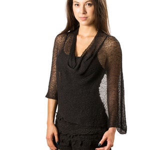 Black Poncho, Women Knit Poncho, Infinity Wedding Poncho, Lightweight Shawl, Resort Wear, Summer Poncho, 50+ Colors Avail #1