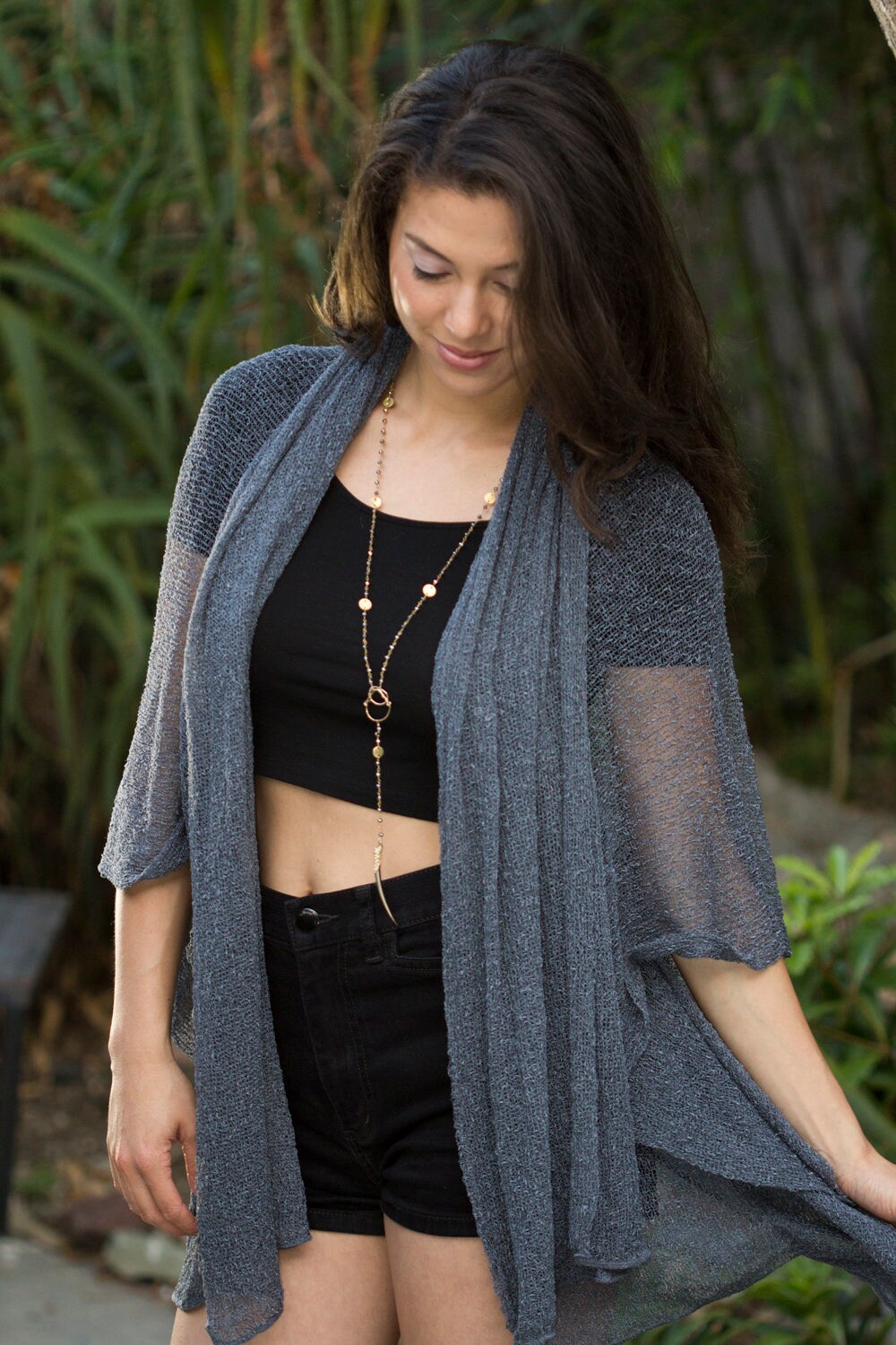 Grey Oversized Knit Cardigan Resort 
