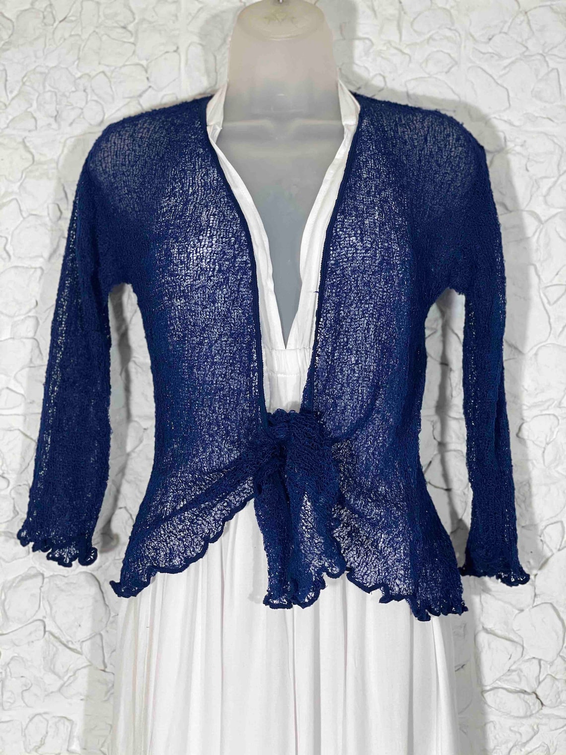 Royal Blue Sheer Knit Cardigan Cardigan Shrug Knit Evening Etsy