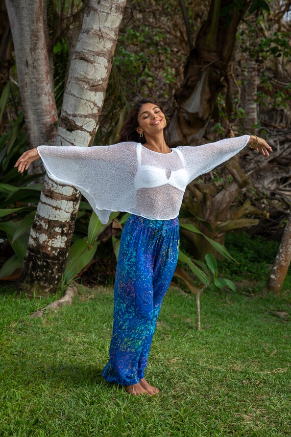 トップス Andequal wave design sheer knit White Oversized Sheer