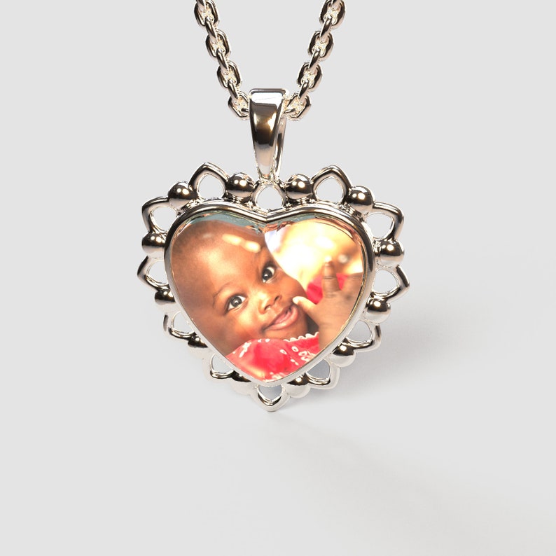 Custom Glass Heart Cabochon Charm Pendant Hearts Border