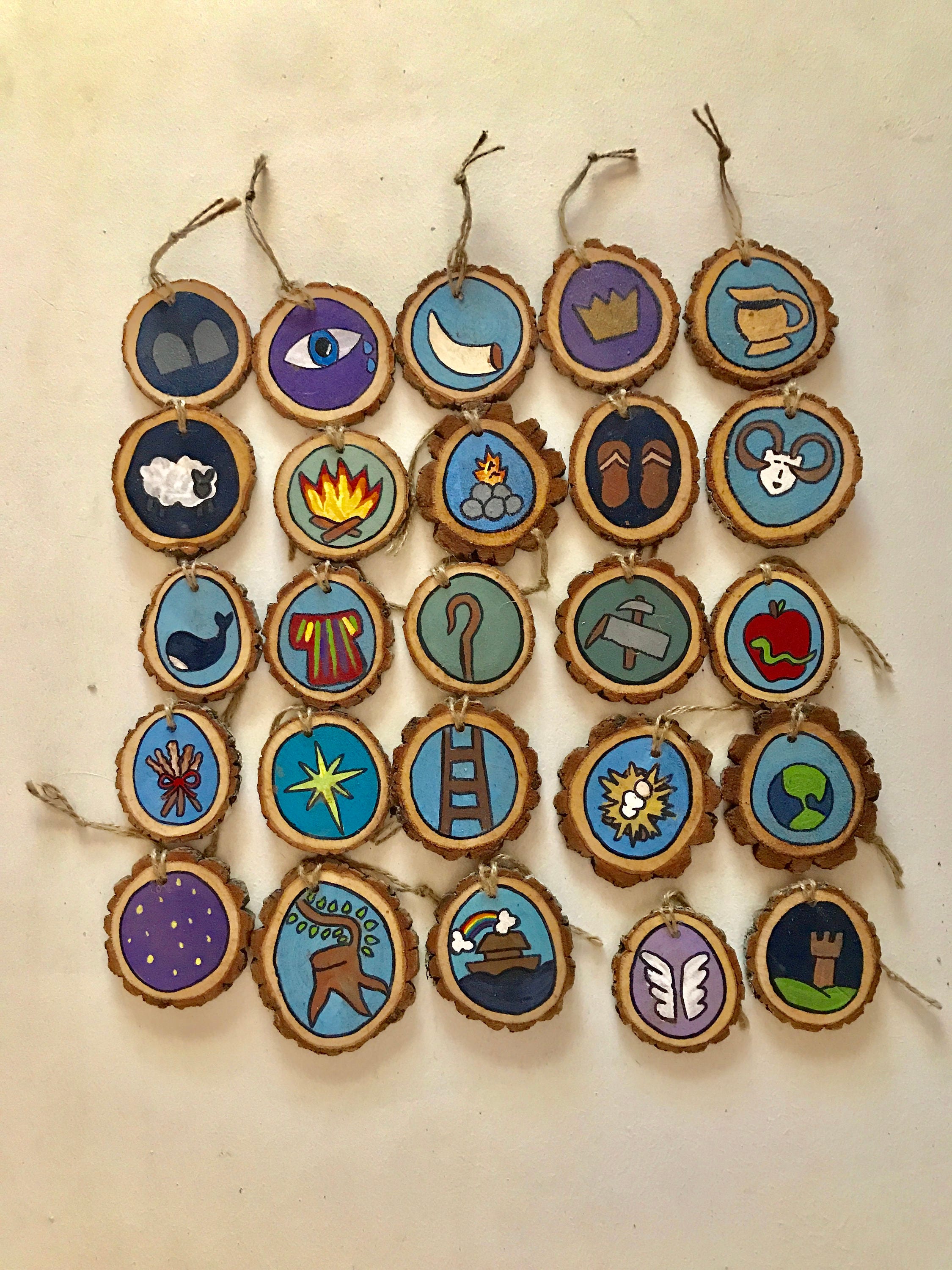 Jesse Tree Ornament Set, Wood Jesse Tree Ornament, Advent Ornament