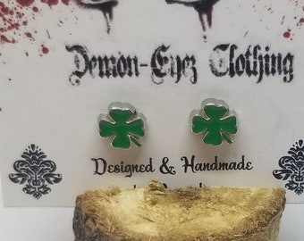 Lucky Charm Earrings - Four Leaf Clover - Lucky Clover - St. Patrick's Day - Lucky Earrings - Good Luck - Post Earrings - Unisex Earrings