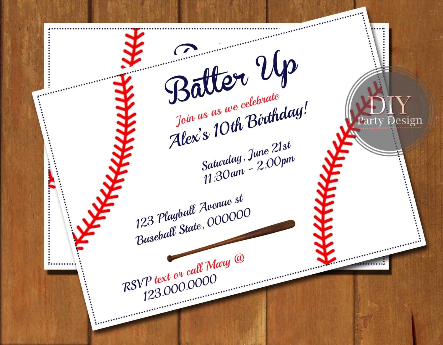 Baseball Birthday Invitation Digital Party Invitation You Print Etsy