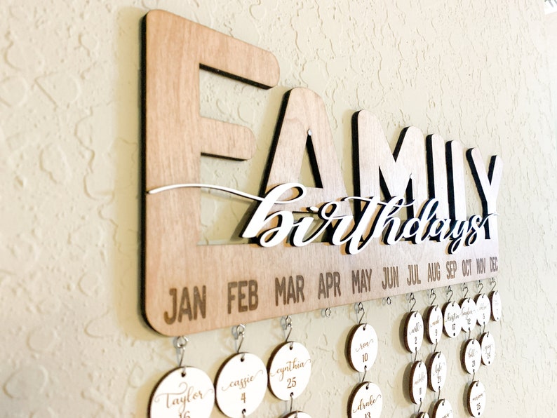 Download Laser Template for Family Birthdays Laser Cut Sign SVG | Etsy