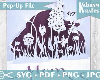 Floral Pop Up Card SVG Template: Mother's Day 3D Card (Digital File)