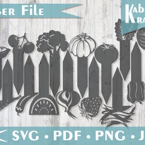 Gartenstecker, Pflanzenmarkierer SVG - Laser cutting file, Glowforge Muster, Set von 15 Pflanzensteckern für Gemüseboxen und Gartenschablone