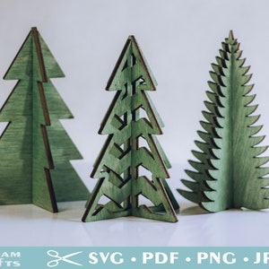 3D Standing Christmas Trees Laser TemplateSVG Download. Bundle of 8 different styles boho, rattan, geometric designs, each in four sizes. image 9