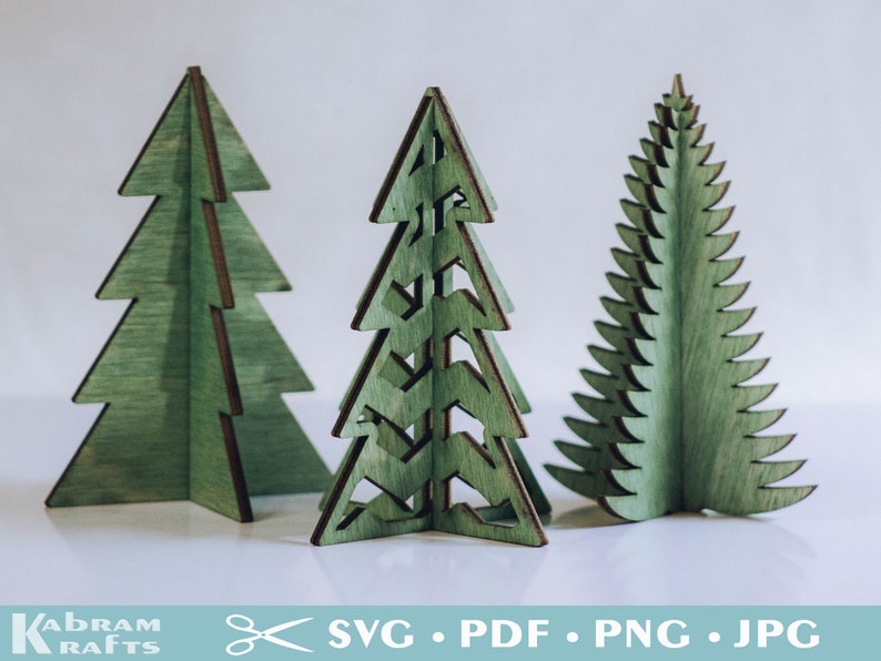 3D Standing Christmas Trees Laser TemplateSVG Download. Bundle of 8 different styles boho, rattan, geometric designs, each in four sizes. image 9