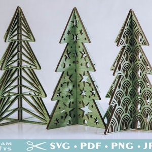 3D Standing Christmas Trees Laser TemplateSVG Download. Bundle of 8 different styles boho, rattan, geometric designs, each in four sizes. image 7