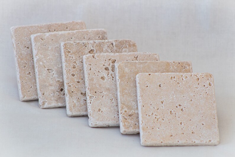 Handmade Stone Coasters Blank Absorbent Travertine Tile with Etsy