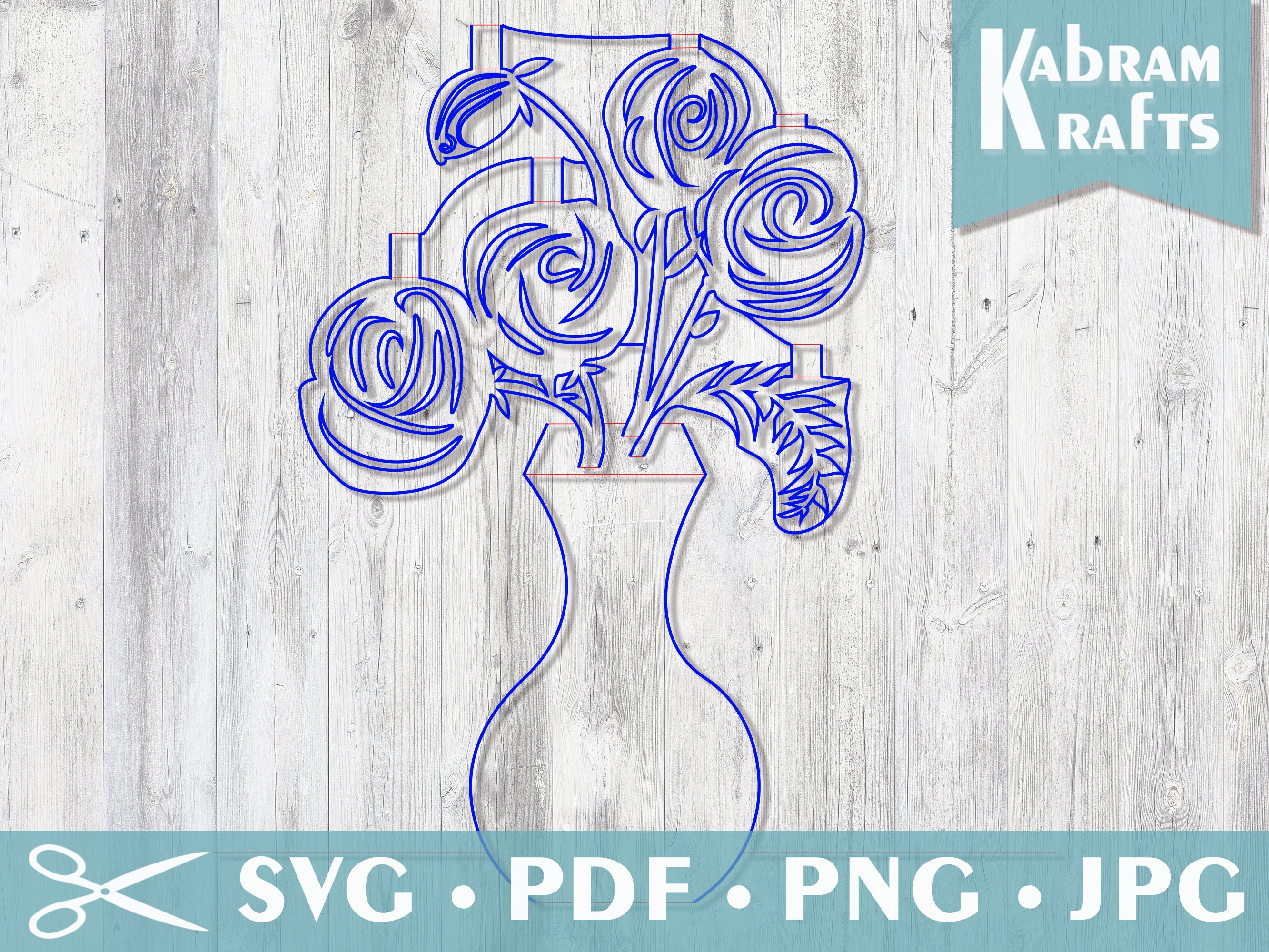 Download Svg Roses In A Vase 3d Pop Up Card Template Digital File For Etsy