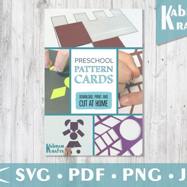 Homeschooling Cartes de motifs préscolaires imprimables avec formes imprimées et découpées ou fichier de découpe SVG pour Silhouette Cameo, Cricut ou découpeur artisanal