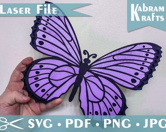 Butterfly Laser Cut SVG File - DIGITAL DOWNLOAD only. Girls sign parties, room decoration, wall hanging, purple butterflies are beautiful