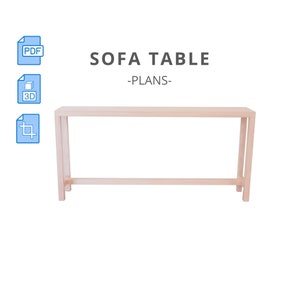 Puede incluir: Una mesa de sofá de madera clara con un diseño sencillo. La mesa tiene una tapa rectangular y cuatro patas. La mesa está hecha de madera y tiene un acabado natural.