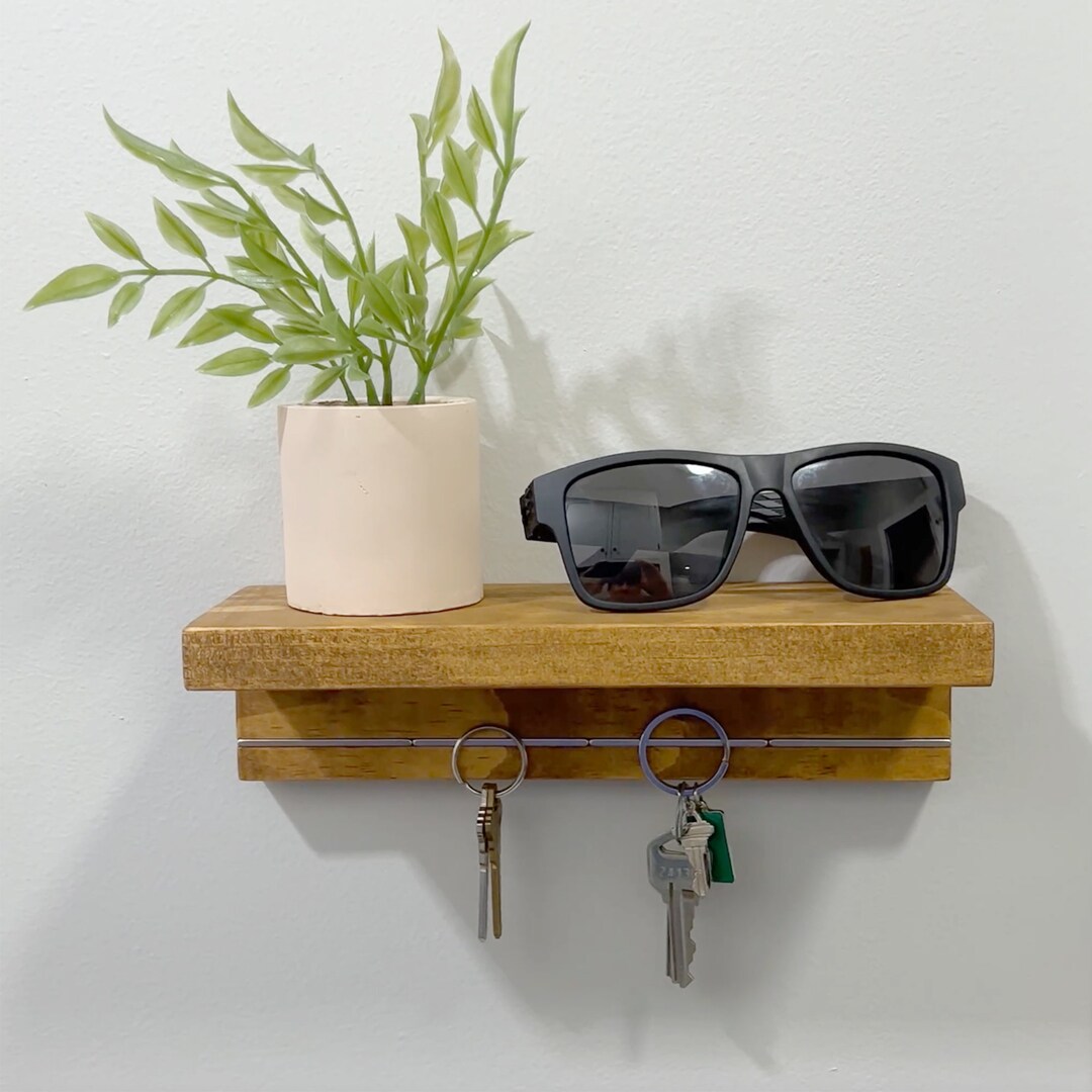 Wooden Key Holder Entryway Hookless Key Hanger Customizable