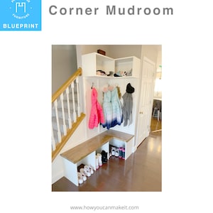 Shaker Corner Mudroom Built In Wood Working Project Plan and 3D Model