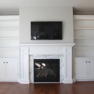 Build blueprints for a shaker style fireplace, bookshelves and cabinet with 3D Model image 3