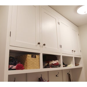 Shaker Wall Mudroom Built In Wood Working Project Plan and 3D Model image 4