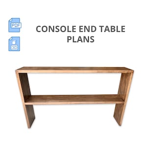 以下が含まれることがあります： 棚付きの木製コンソールエンドテーブル。テーブルは自然な木目調で、無垢材で作られています。テーブルの長さは122cm、幅は41cm、高さは76cmです。