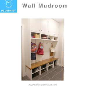Shaker Wall Mudroom Built In Wood Working Project Plan and 3D Model image 1